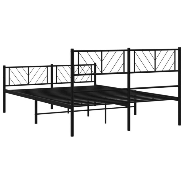 Estructura de cama cabecero y pie de cama metal negro 150x200cm