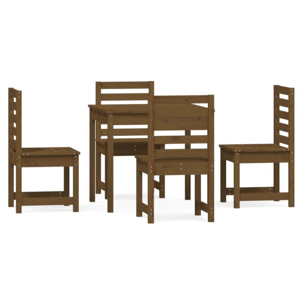 Set de comedor de jardín 5 pzas madera maciza pino marrón miel