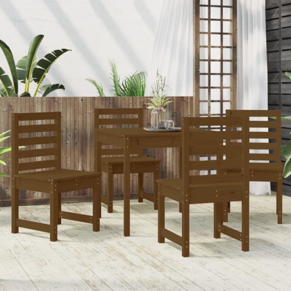 Set de comedor de jardín 5 pzas madera maciza pino marrón miel