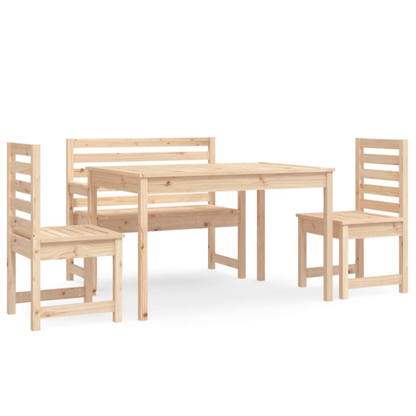 Juego de comedor de jardín 4 piezas madera maciza de pino