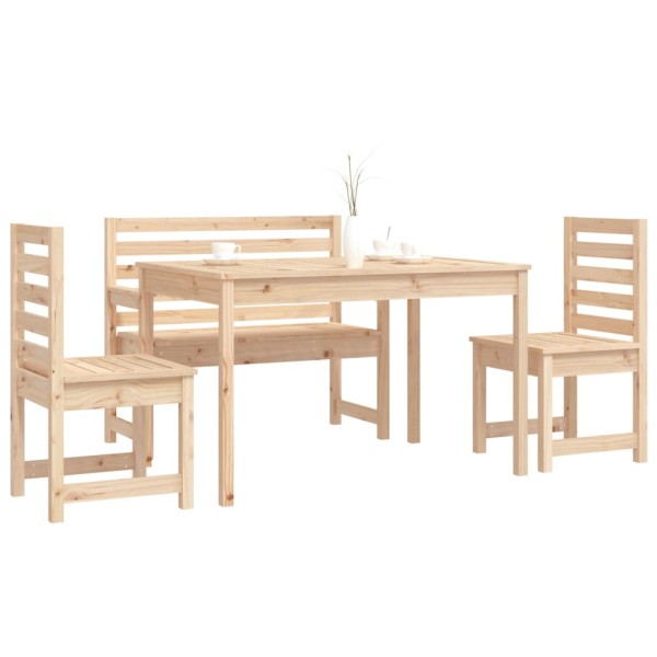 Juego de comedor de jardín 4 piezas madera maciza de pino