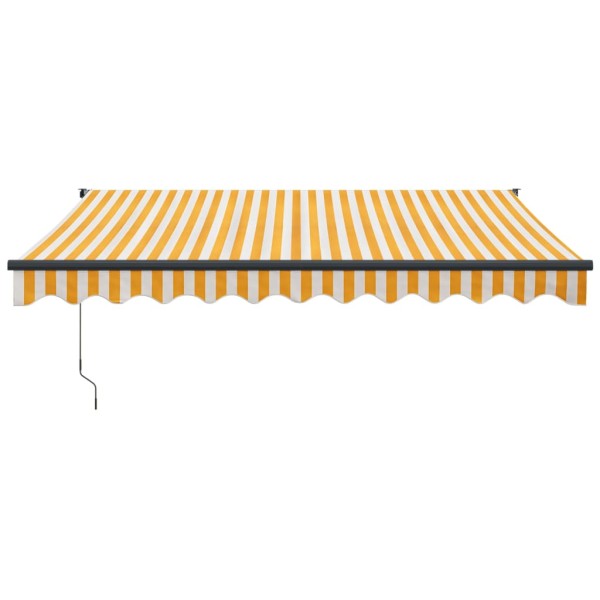 Toldo retráctil automático amarillo y blanco 3x2,5 m