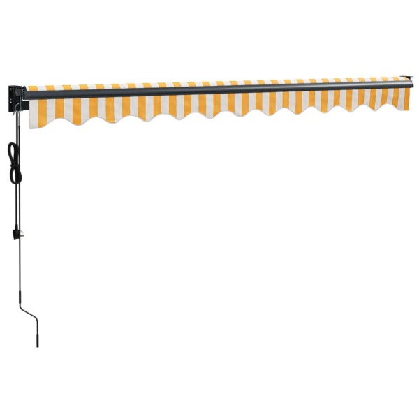 Toldo retráctil automático amarillo y blanco 3x2,5 m