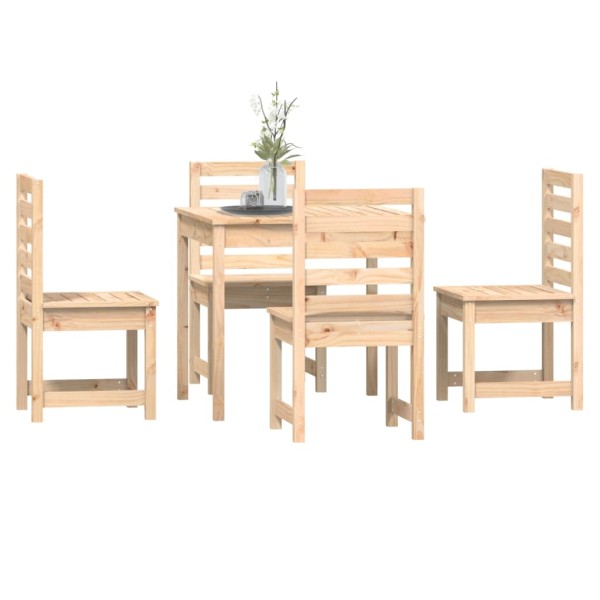 Juego de comedor de jardín 5 piezas madera maciza de pino