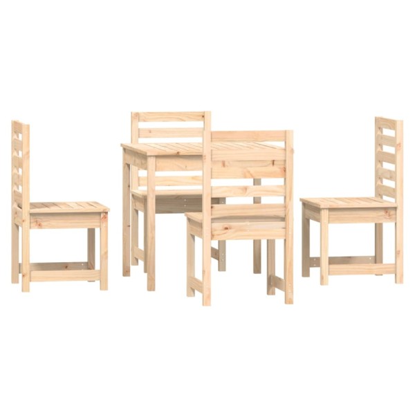 Juego de comedor de jardín 5 piezas madera maciza de pino