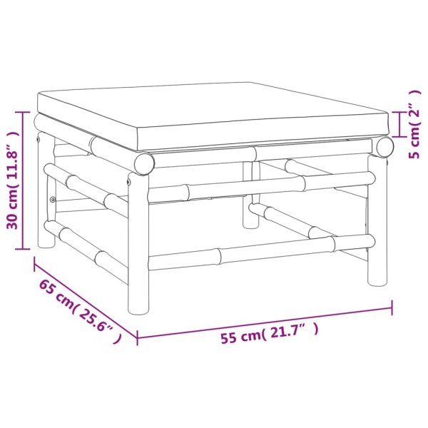 Set de muebles de jardín 10 piezas bambú y cojines gris taupé