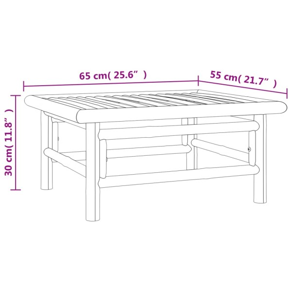 Set de muebles de jardín 10 piezas bambú y cojines gris taupé