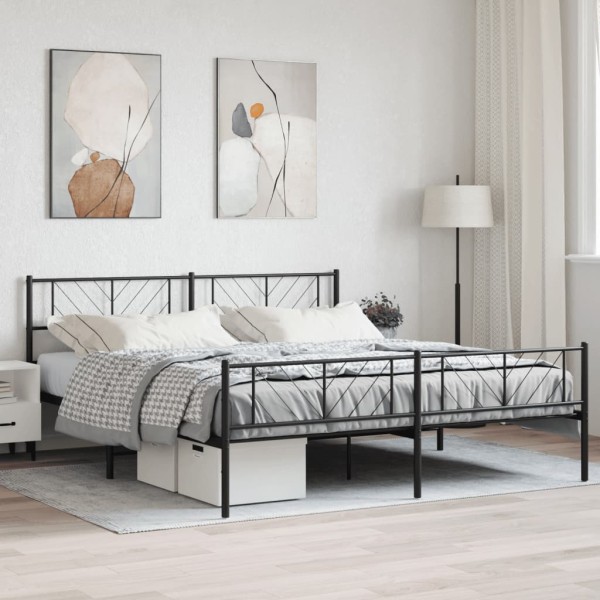 Estructura de cama cabecero y pie de cama metal negro 183x213cm