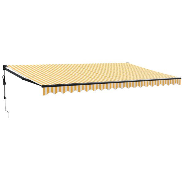 Toldo retráctil automático amarillo y blanco 5x3 m