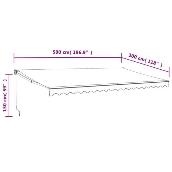 Toldo retráctil automático amarillo y blanco 5x3 m