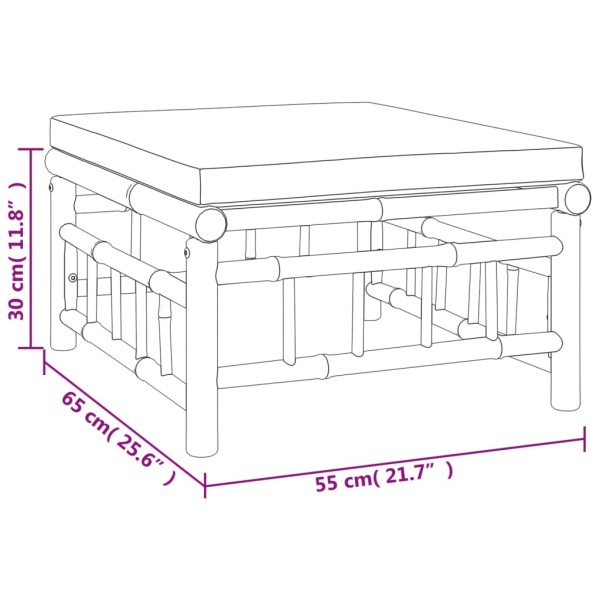 Set de muebles de jardín 11 pzas bambú con cojines gris oscuro