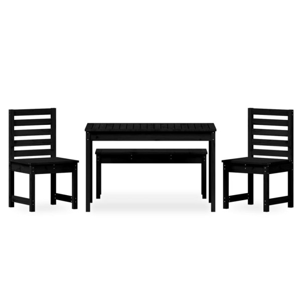 Juego de comedor de jardín 4 piezas madera maciza pino negro