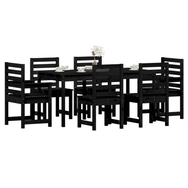 Juego de comedor de jardín 7 piezas madera maciza pino negro