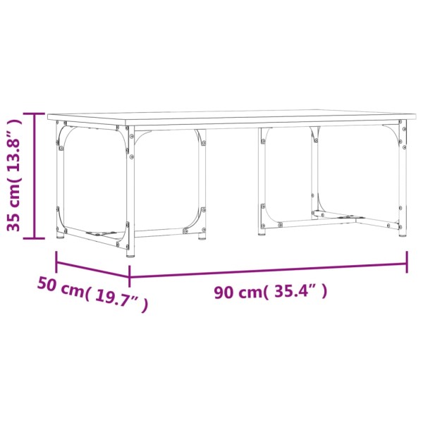 Mesa de centro madera contrachapada negro 90x50x35 cm