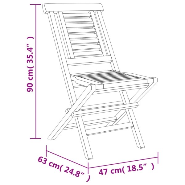 Sillas de jardín plegables 6 uds madera maciza teca 47x63x90 cm