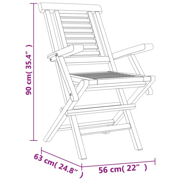 Sillas de jardín plegables 8 uds madera maciza teca 56x63x90 cm