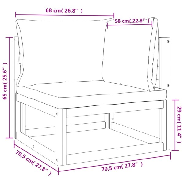 Set muebles de jardín 5 pzas madera maciza y cojines gris taupé