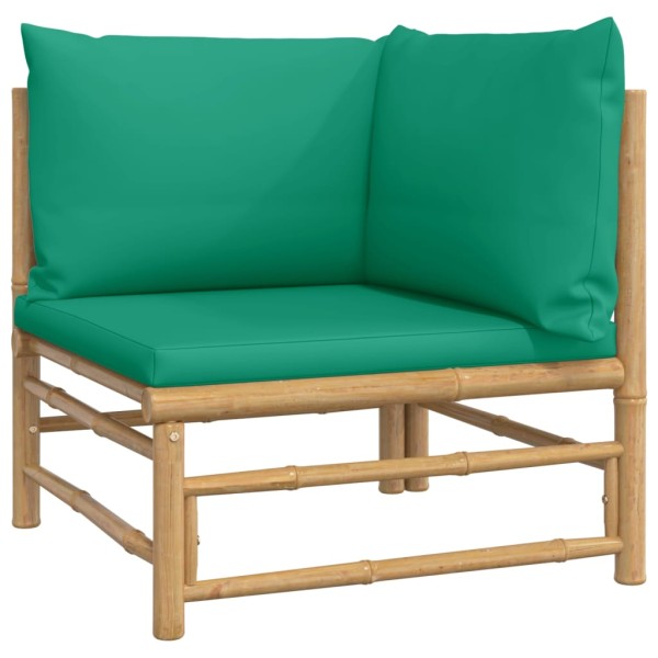 Set de muebles de jardín 6 piezas bambú con cojines verde