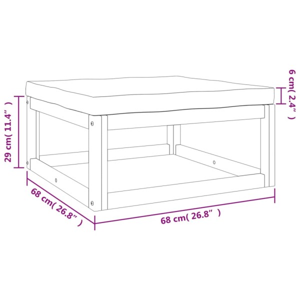 Set muebles de jardín 5 pzas madera maciza y cojines gris claro