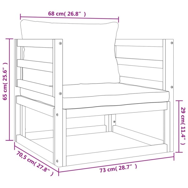 Set muebles de jardín 8 pzas madera maciza y cojines gris taupé