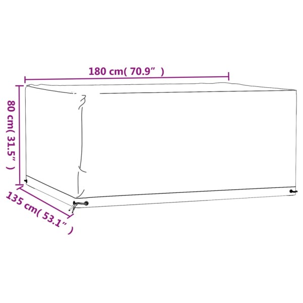 Fundas muebles jardín 2 uds 8 ojales rectangular 180x135x80 cm