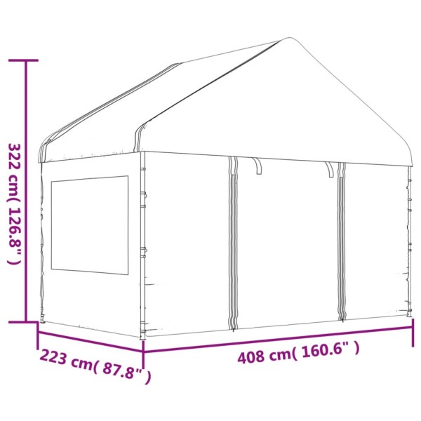 Cenador con techo polietileno blanco 6,69x4,08x3,22 m