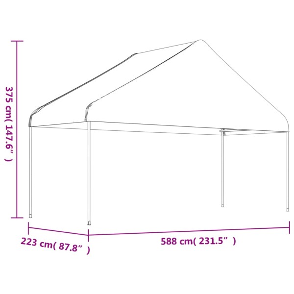 Cenador con techo polietileno blanco 11,15x5,88x3,75 m