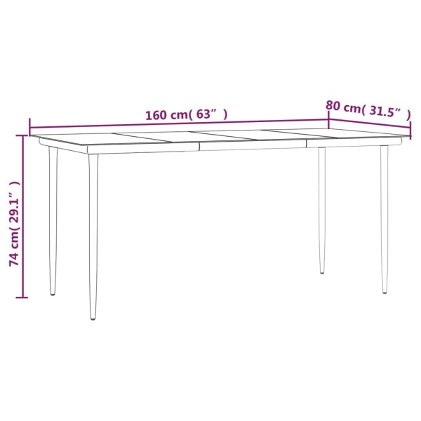 Juego de comedor de jardín 5 piezas con cojines beige y negro