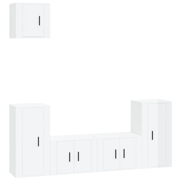 Set de muebles de TV 5 pzas madera contrachapada blanco brillo