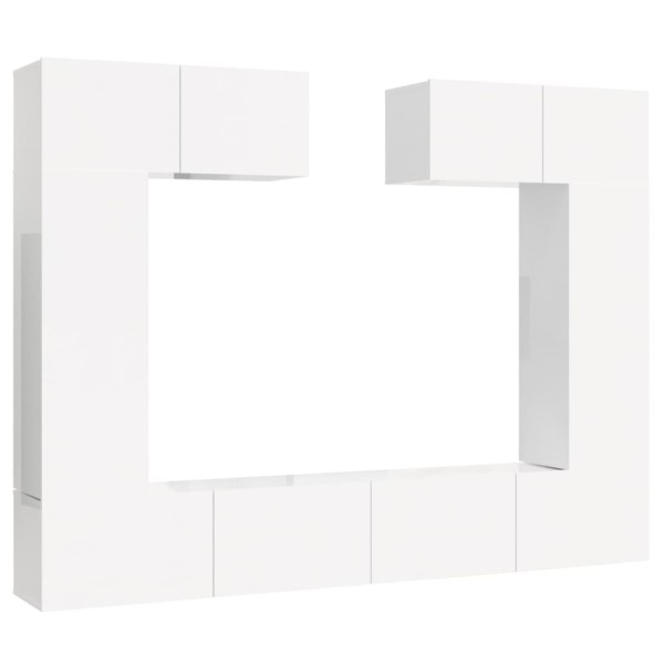 Set de muebles de TV 6 pzas madera contrachapada blanco brillo