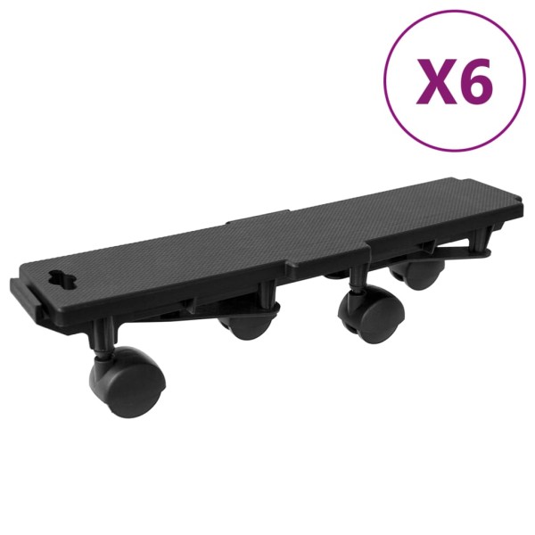 Plataformas móviles con 4 ruedas 6 uds PP negro 170 kg