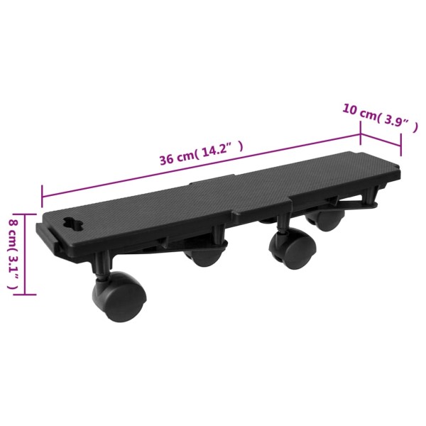 Plataformas móviles con 4 ruedas 6 uds PP negro 170 kg