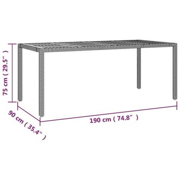 Set de comedor de jardín 7 pzas y cojines ratán sintético negro