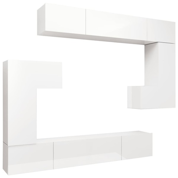 Set de muebles de TV 8 pzas madera contrachapada blanco brillo