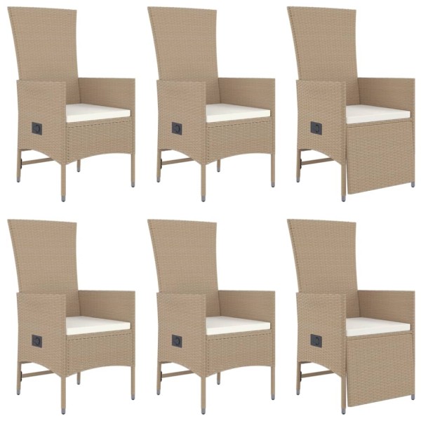 Set comedor de jardín 7 pzas con cojines ratán sintético beige