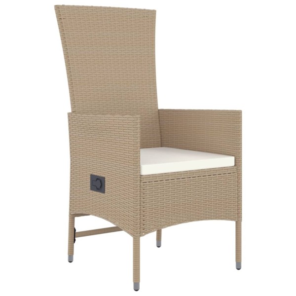 Set comedor de jardín 7 pzas con cojines ratán sintético beige