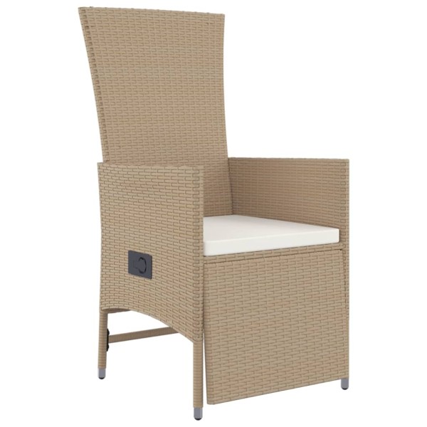 Set comedor de jardín 7 pzas con cojines ratán sintético beige