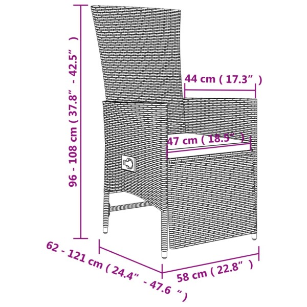 Set comedor de jardín 7 pzas con cojines ratán sintético beige