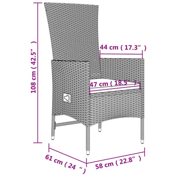 Set comedor de jardín 7 pzas con cojines ratán sintético beige