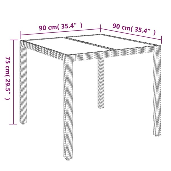 Set comedor de jardín 3 pzas con cojines ratán sintético negro