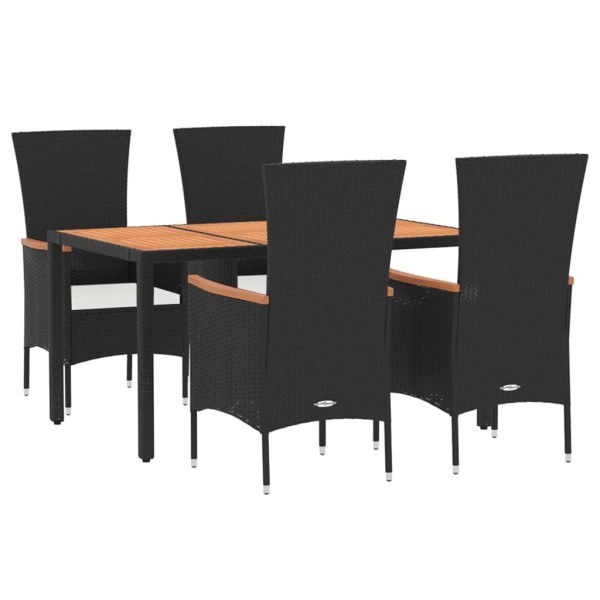 Set de muebles jardín 5 pzas con cojines ratán sintético negro