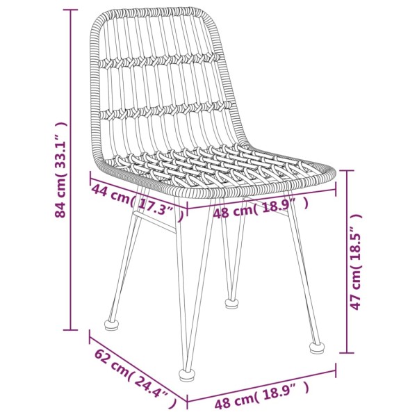 Juego de comedor de jardín 5 piezas ratán sintético