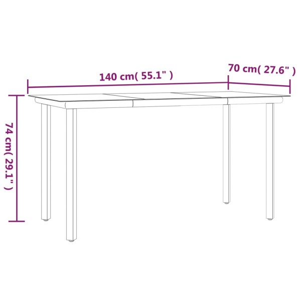 Juego de comedor de jardín 5 piezas ratán sintético