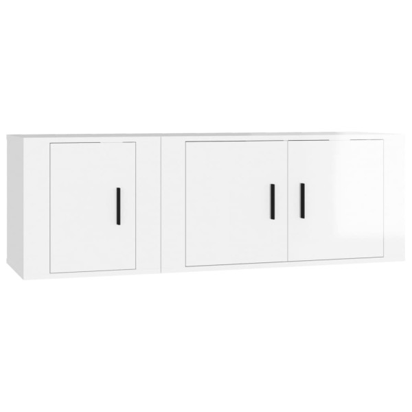 Set de muebles de TV 2 pzas madera contrachapada blanco brillo