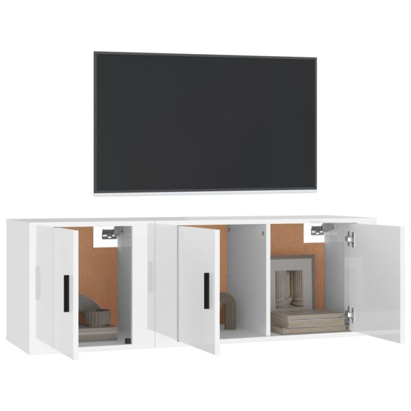 Set de muebles de TV 2 pzas madera contrachapada blanco brillo