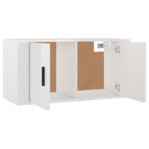 Set de muebles de TV 2 pzas madera contrachapada blanco brillo