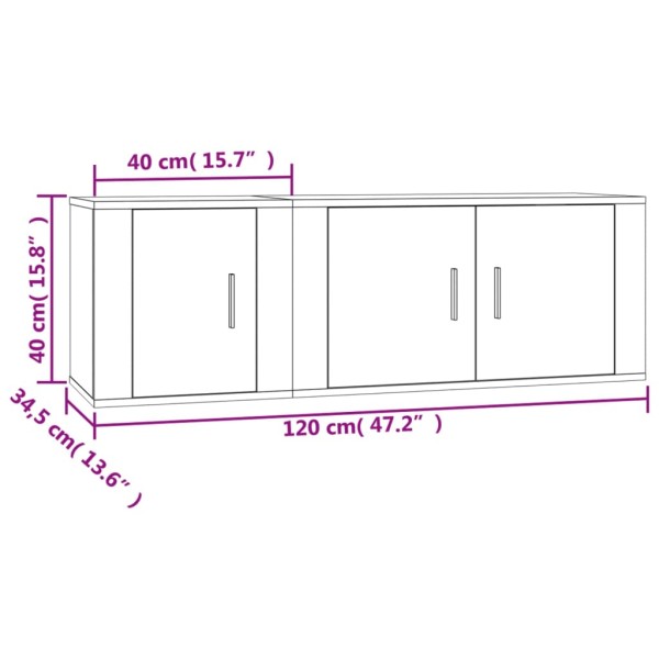 Set de muebles de TV 2 pzas madera contrachapada blanco brillo