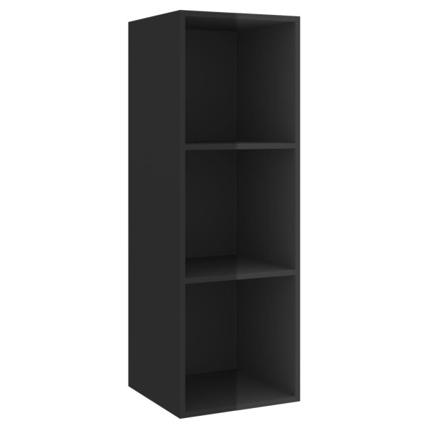 Set de mueble para TV 3 pzas madera contrachapada negro brillo