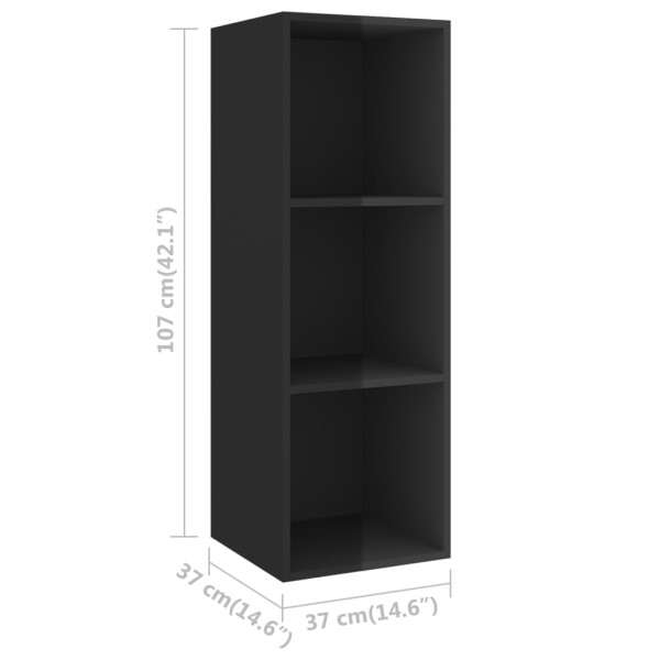 Set de mueble para TV 3 pzas madera contrachapada negro brillo