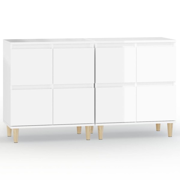 Aparadores 2 uds madera contrachapada blanco brillo 60x35x70 cm